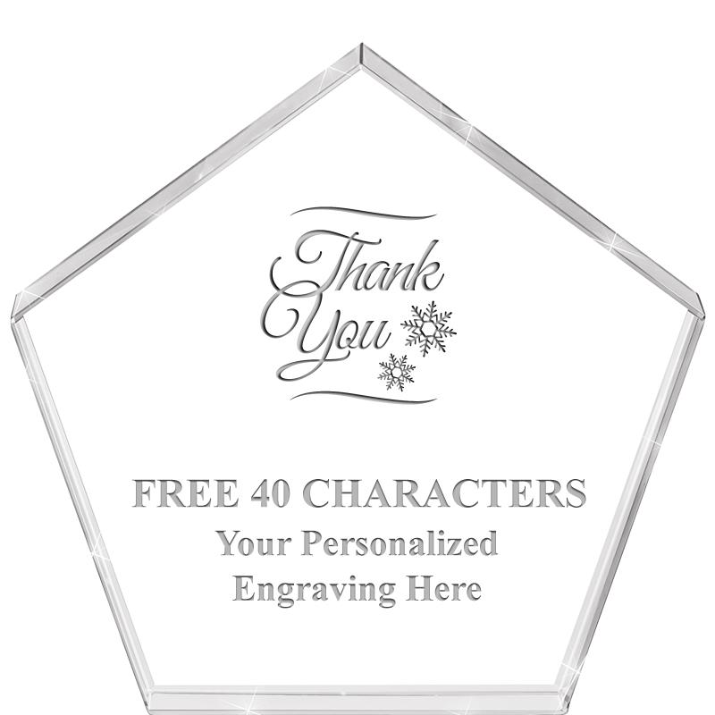 4"PENTAGON CRYSTAL PAPERWEIGHT