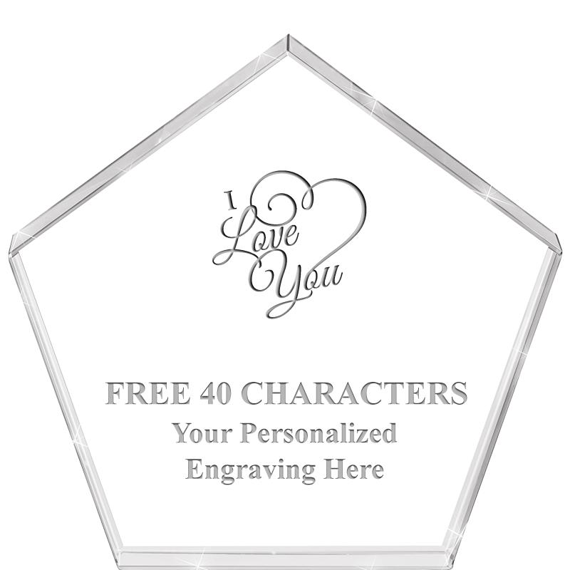 4"PENTAGON CRYSTAL PAPERWEIGHT