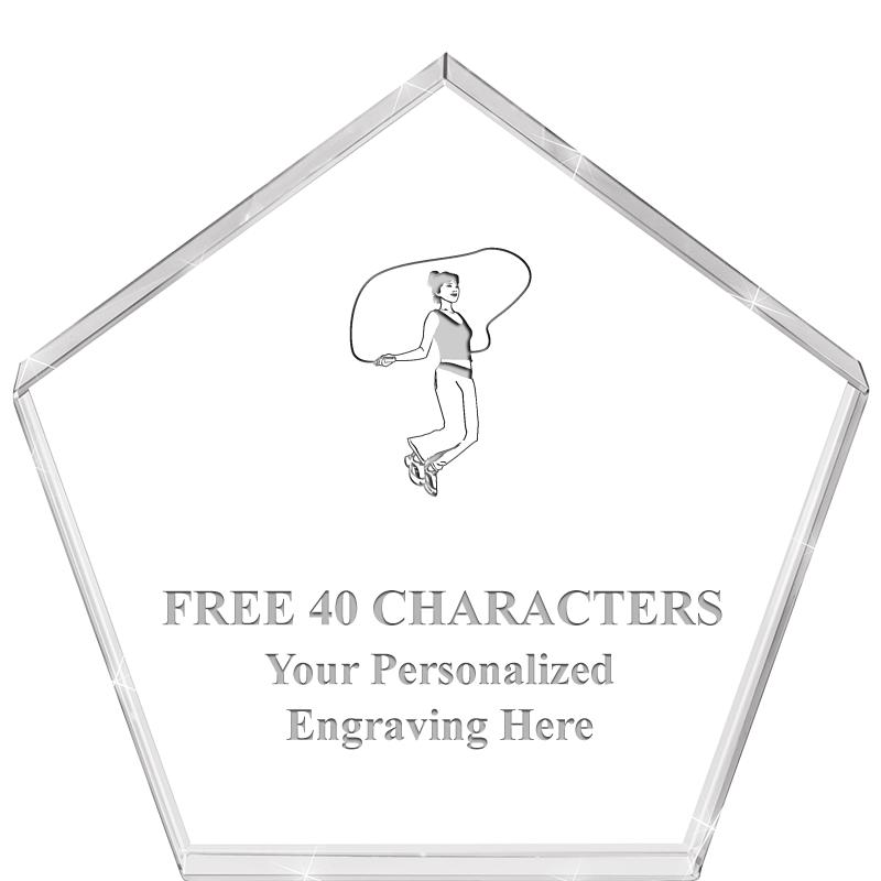 4"PENTAGON CRYSTAL PAPERWEIGHT