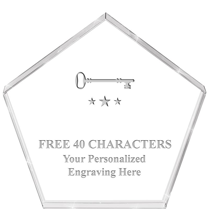 4"PENTAGON CRYSTAL PAPERWEIGHT