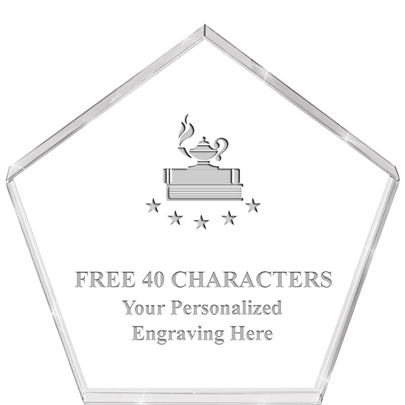 4"PENTAGON CRYSTAL PAPERWEIGHT