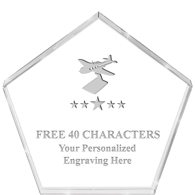 4"PENTAGON CRYSTAL PAPERWEIGHT