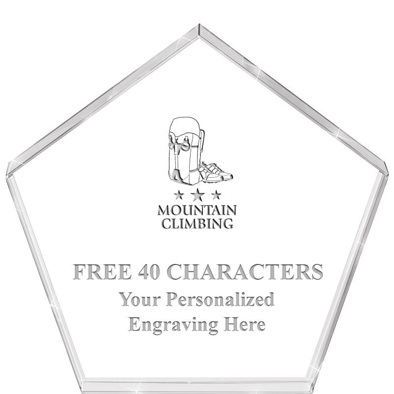 4"PENTAGON CRYSTAL PAPERWEIGHT