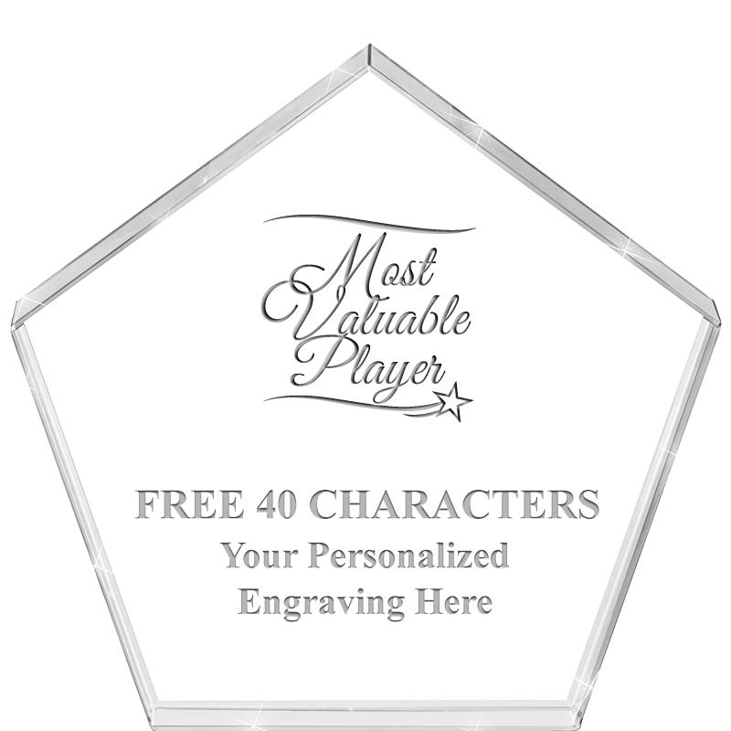 4"PENTAGON CRYSTAL PAPERWEIGHT