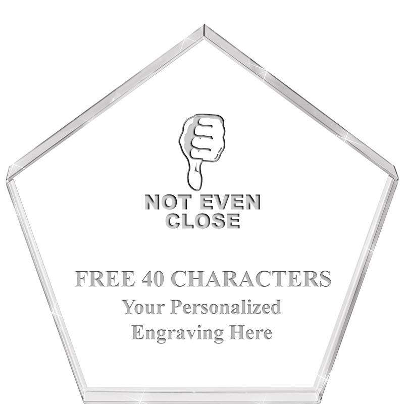 4"PENTAGON CRYSTAL PAPERWEIGHT