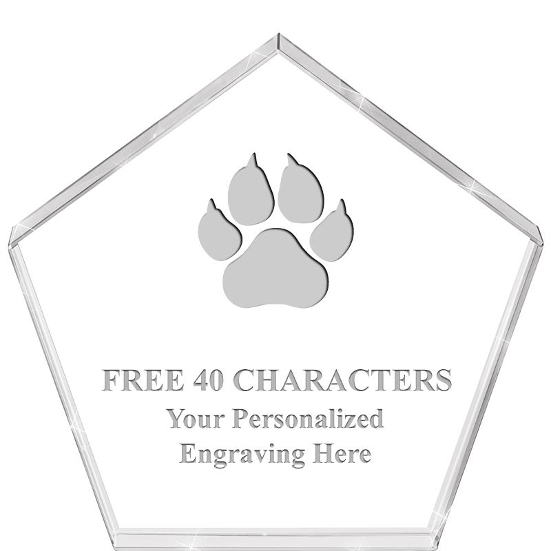 4"PENTAGON CRYSTAL PAPERWEIGHT