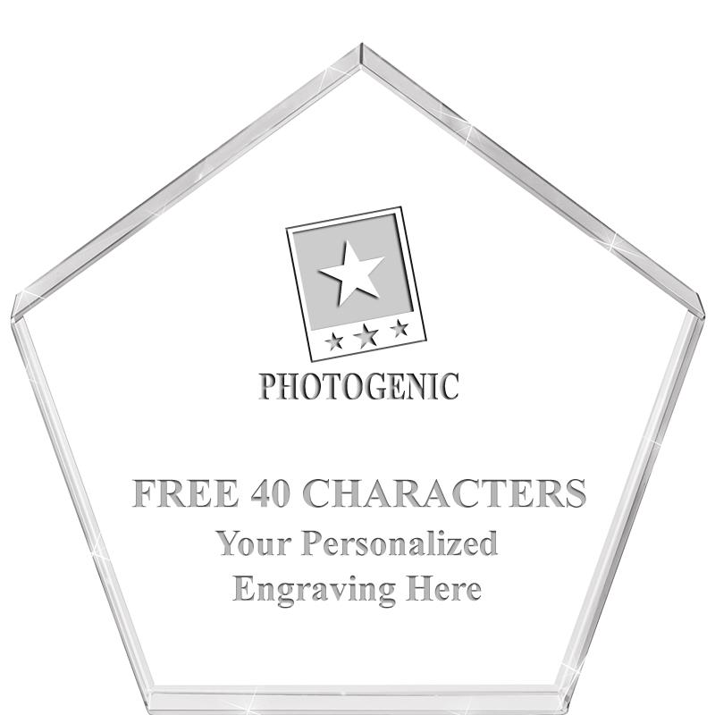 4"PENTAGON CRYSTAL PAPERWEIGHT