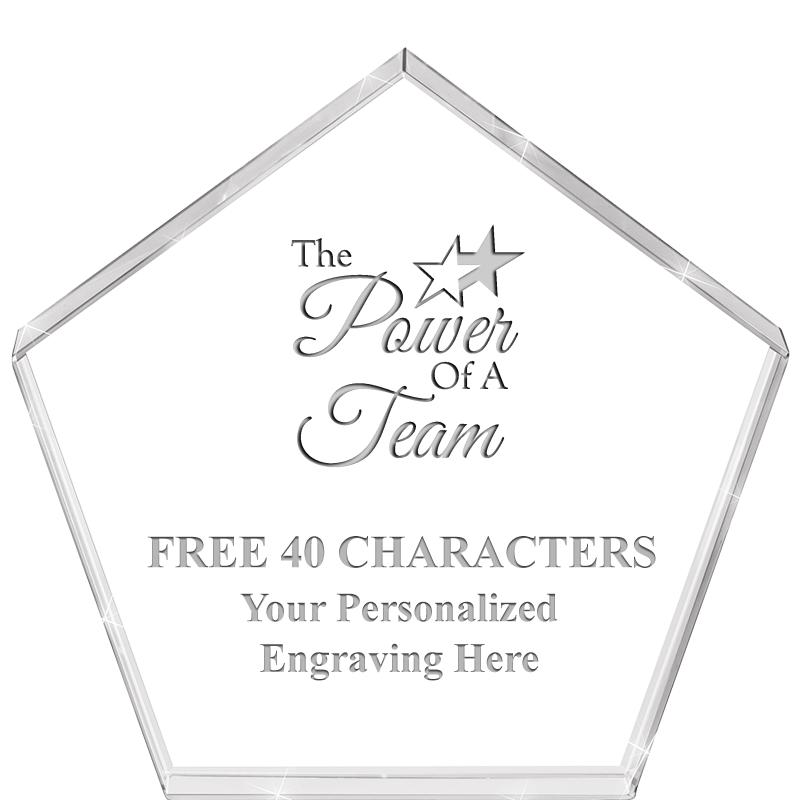 4"PENTAGON CRYSTAL PAPERWEIGHT