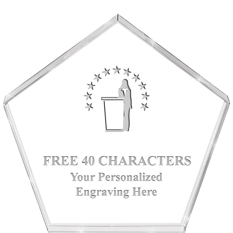 4"PENTAGON CRYSTAL PAPERWEIGHT