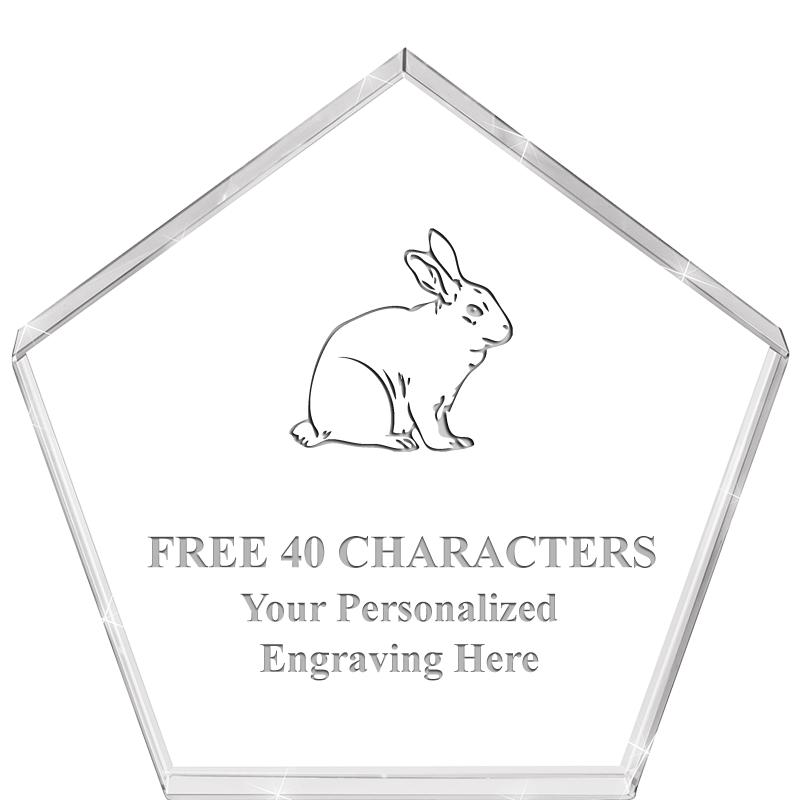 4"PENTAGON CRYSTAL PAPERWEIGHT