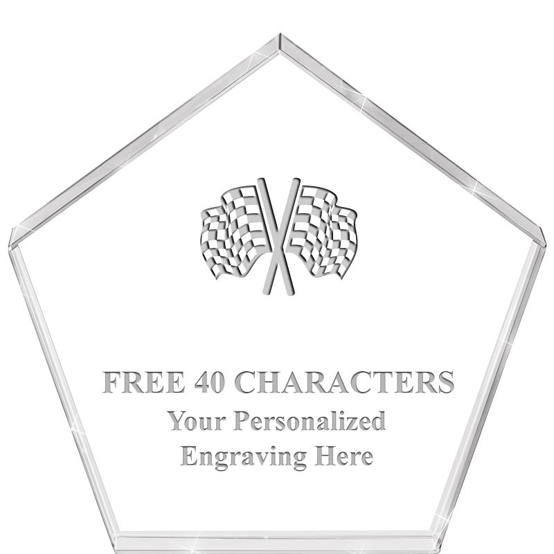 4"PENTAGON CRYSTAL PAPERWEIGHT