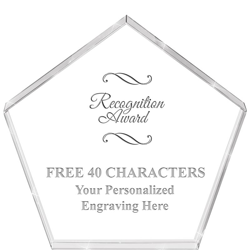 4"PENTAGON CRYSTAL PAPERWEIGHT