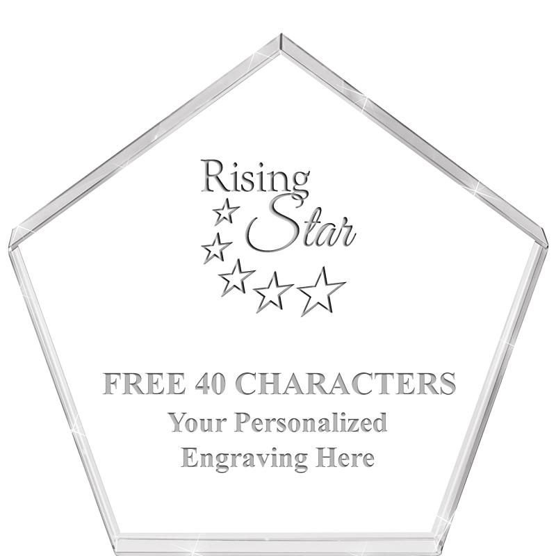 4"PENTAGON CRYSTAL PAPERWEIGHT