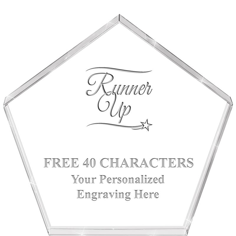 4"PENTAGON CRYSTAL PAPERWEIGHT