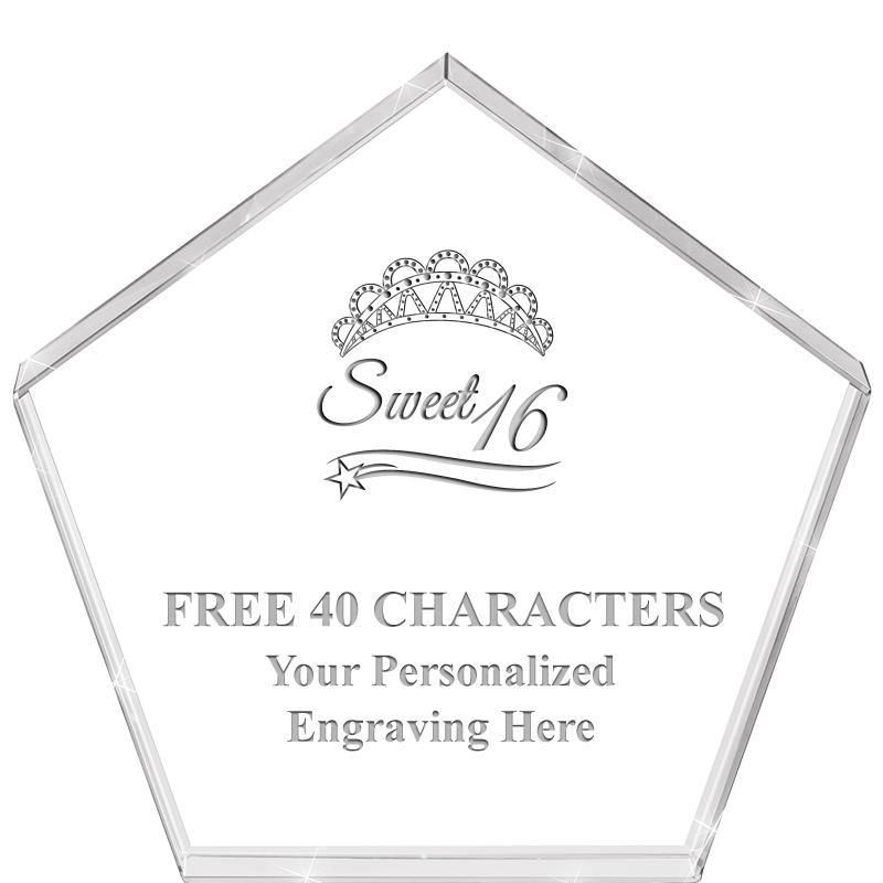 4"PENTAGON CRYSTAL PAPERWEIGHT