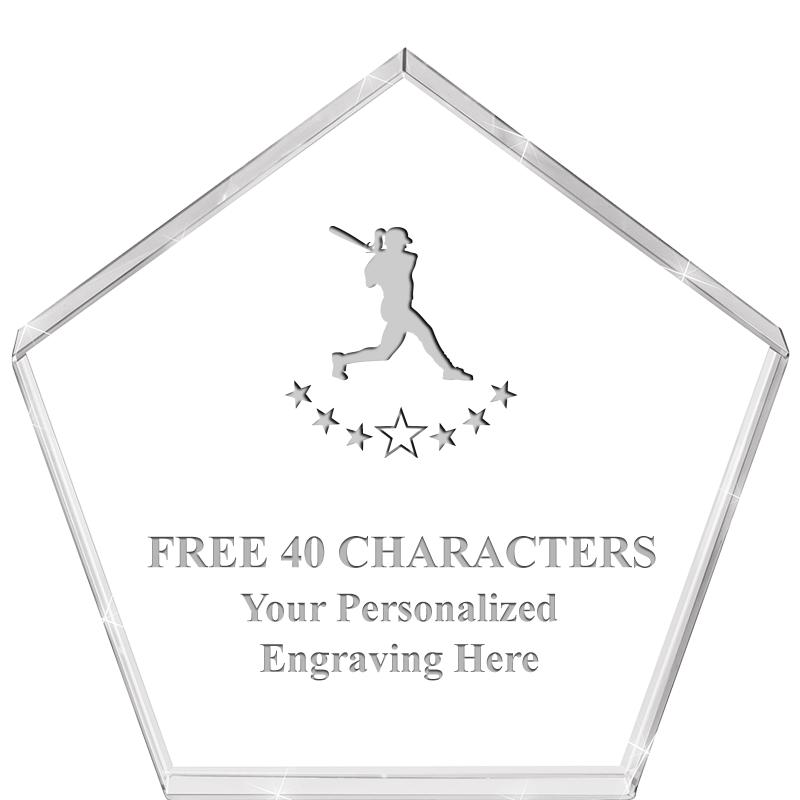 4"PENTAGON CRYSTAL PAPERWEIGHT