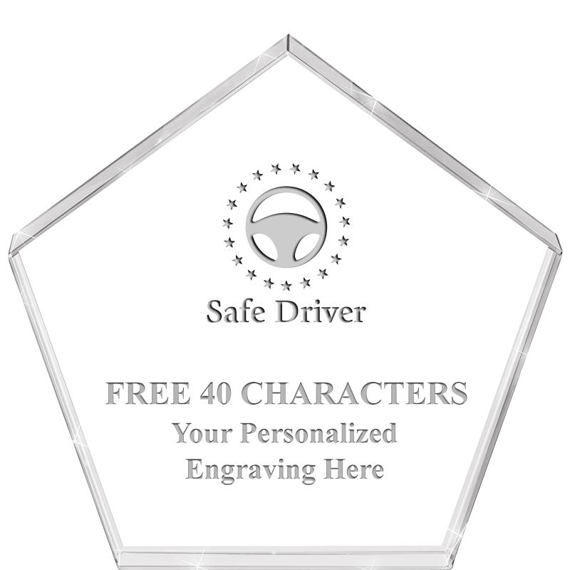 4"PENTAGON CRYSTAL PAPERWEIGHT