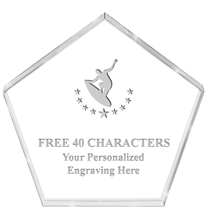 4"PENTAGON CRYSTAL PAPERWEIGHT