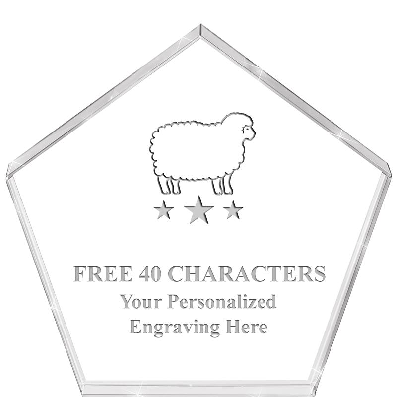 4"PENTAGON CRYSTAL PAPERWEIGHT