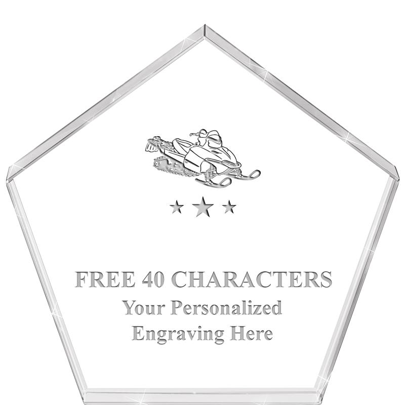 4"PENTAGON CRYSTAL PAPERWEIGHT