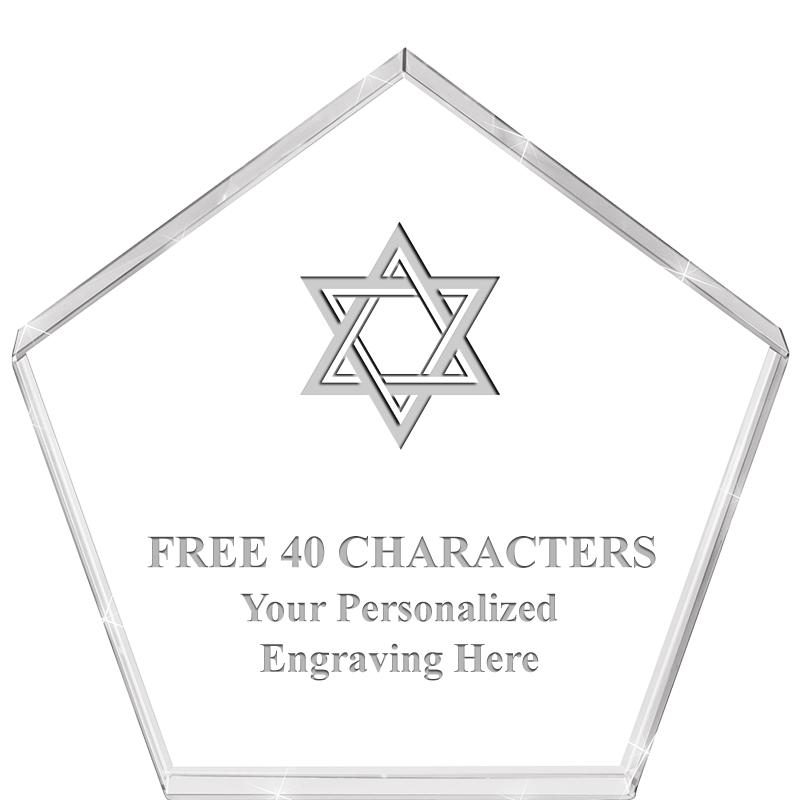 4"PENTAGON CRYSTAL PAPERWEIGHT