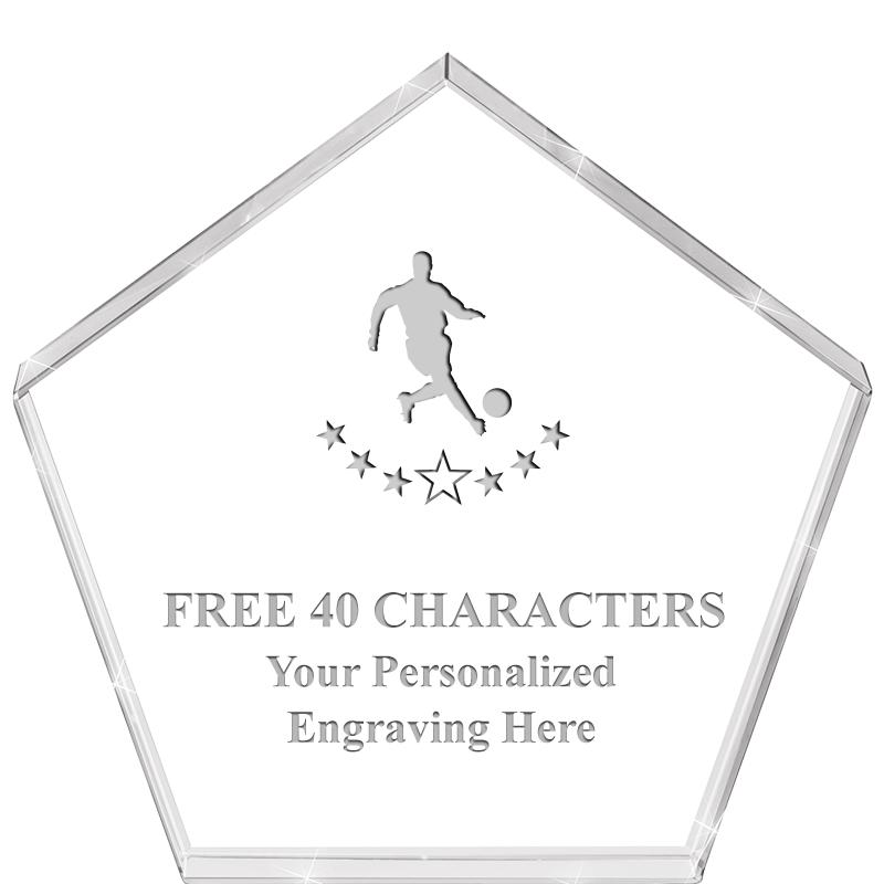 4"PENTAGON CRYSTAL PAPERWEIGHT