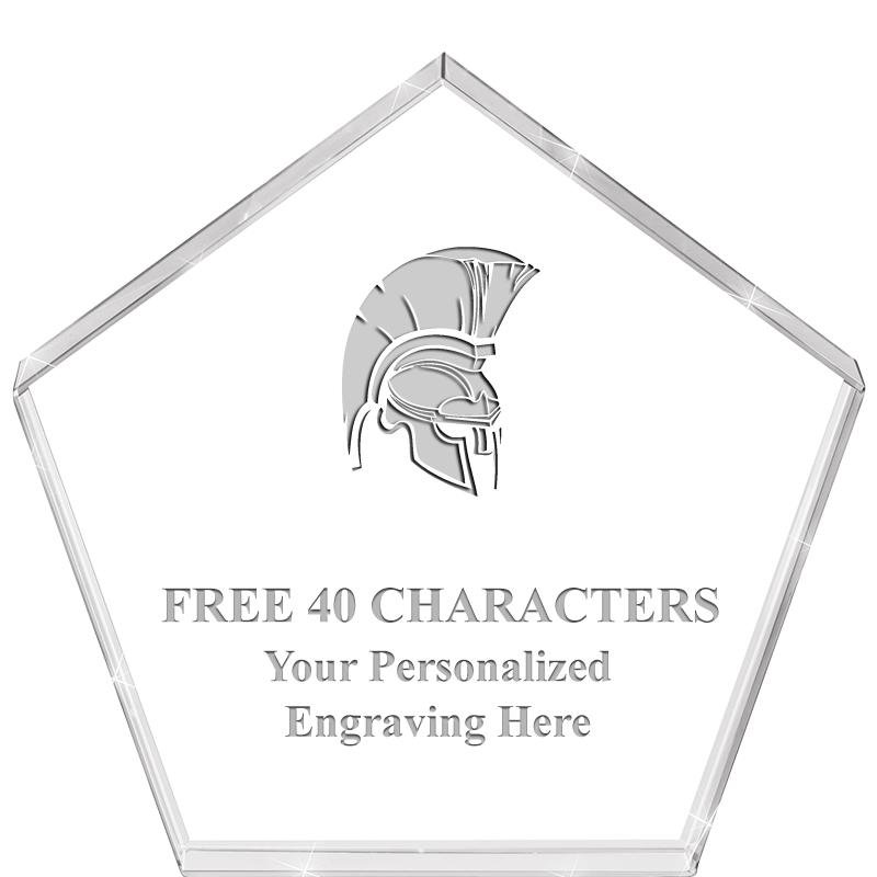 4"PENTAGON CRYSTAL PAPERWEIGHT