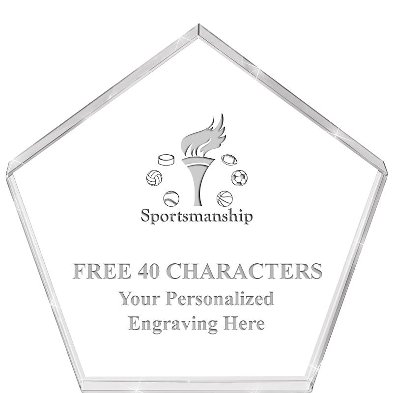 4"PENTAGON CRYSTAL PAPERWEIGHT