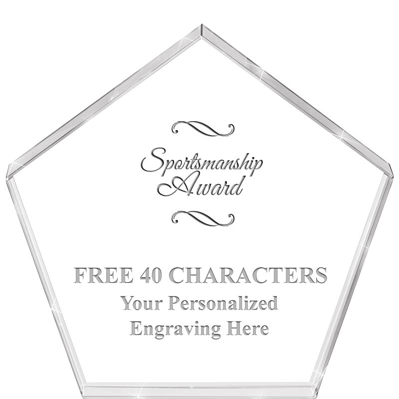 4"PENTAGON CRYSTAL PAPERWEIGHT