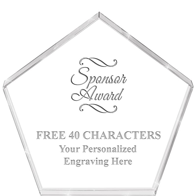 4"PENTAGON CRYSTAL PAPERWEIGHT