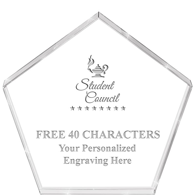 4"PENTAGON CRYSTAL PAPERWEIGHT