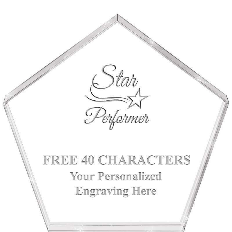 4"PENTAGON CRYSTAL PAPERWEIGHT