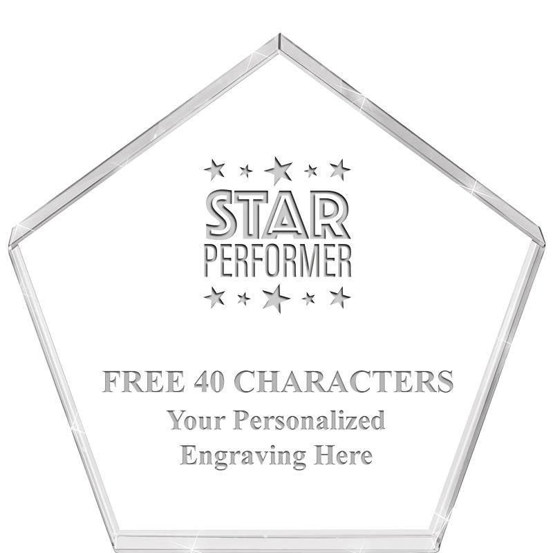 4"PENTAGON CRYSTAL PAPERWEIGHT