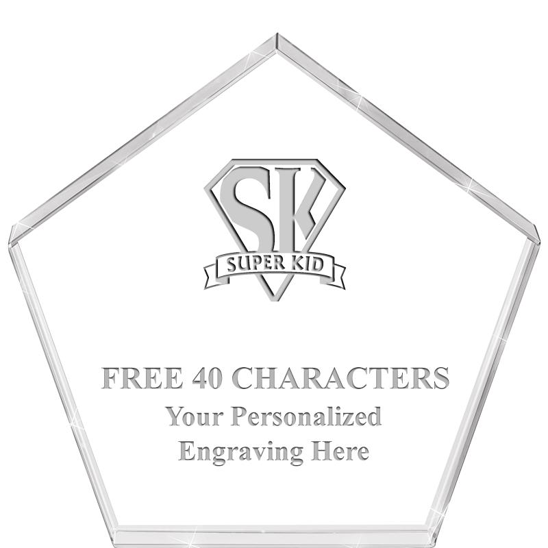 4"PENTAGON CRYSTAL PAPERWEIGHT