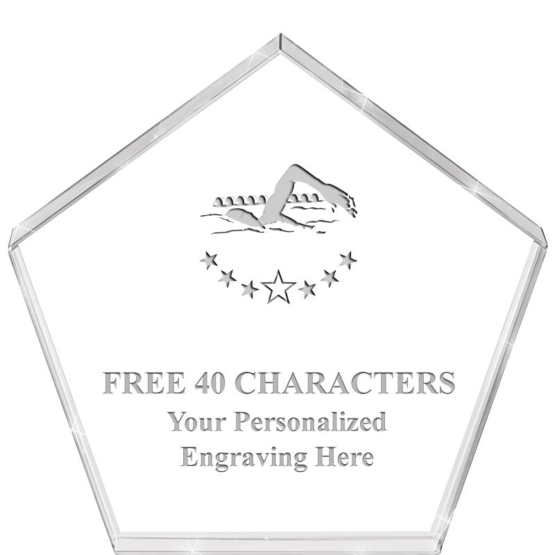 4"PENTAGON CRYSTAL PAPERWEIGHT