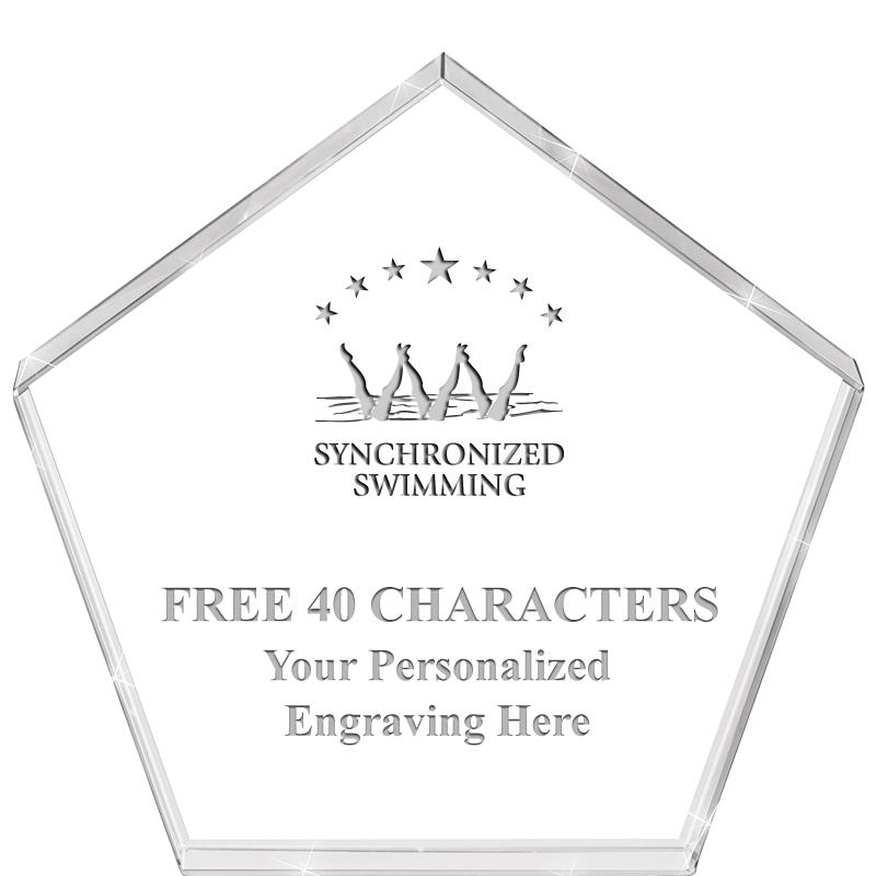 4"PENTAGON CRYSTAL PAPERWEIGHT