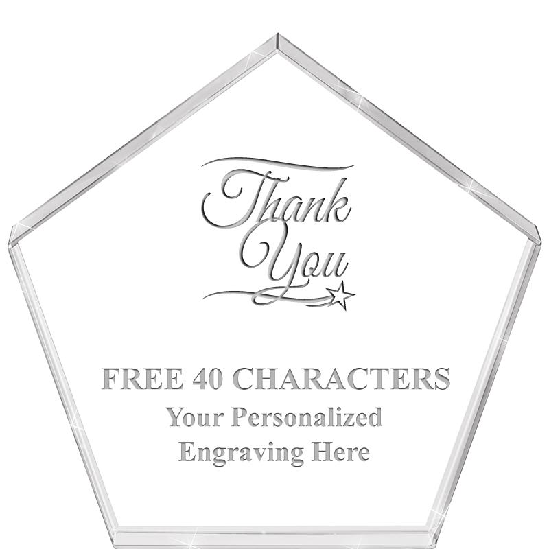 4"PENTAGON CRYSTAL PAPERWEIGHT