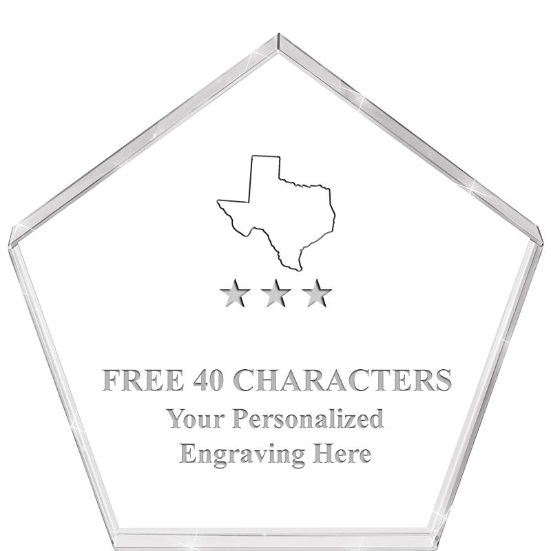 4"PENTAGON CRYSTAL PAPERWEIGHT