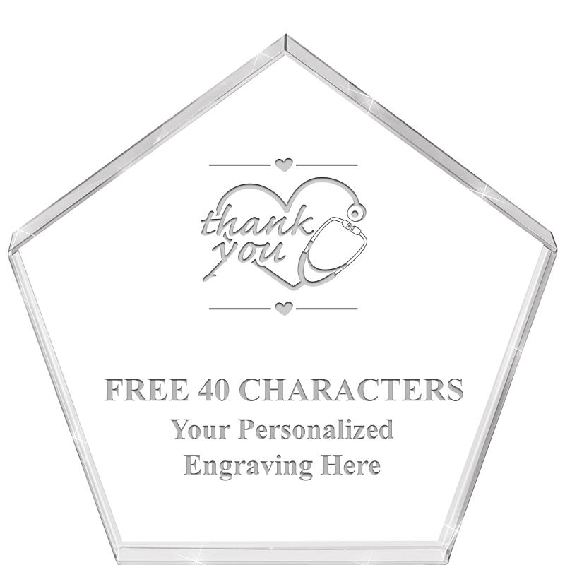 4"PENTAGON CRYSTAL PAPERWEIGHT