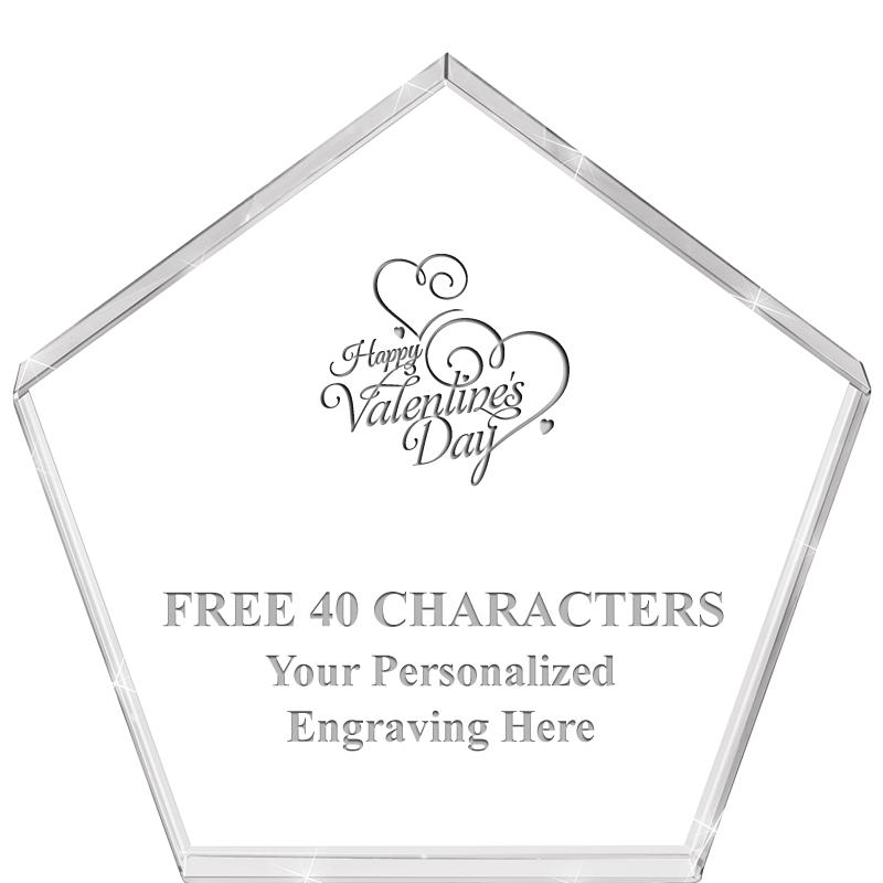 4"PENTAGON CRYSTAL PAPERWEIGHT