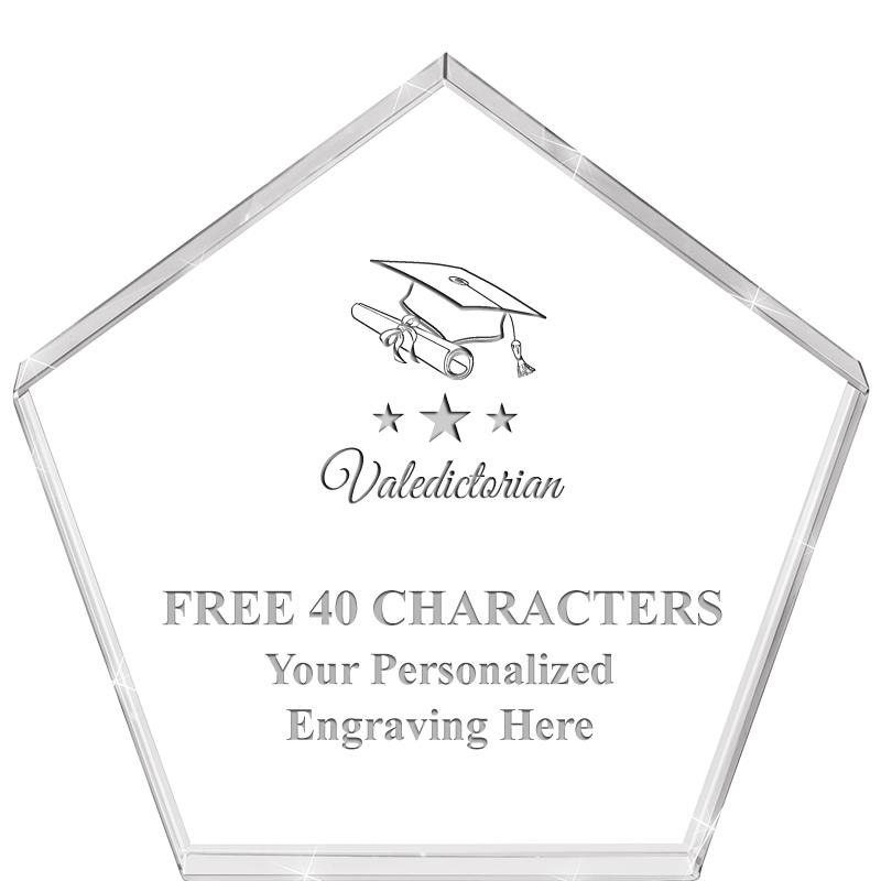 4"PENTAGON CRYSTAL PAPERWEIGHT