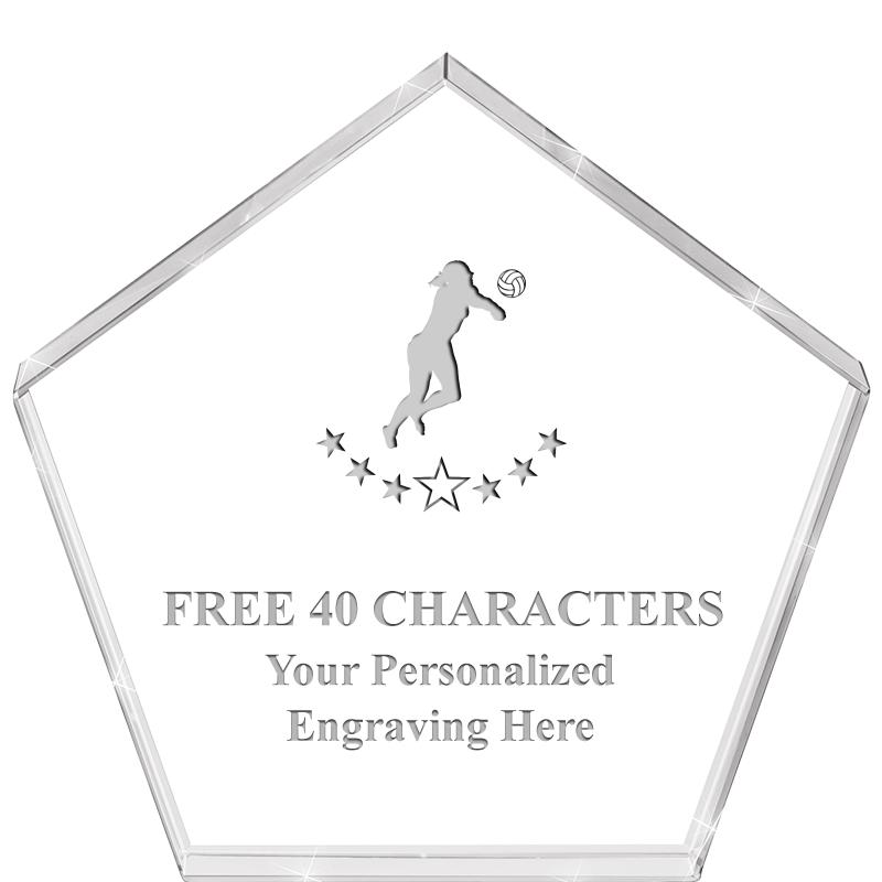 4"PENTAGON CRYSTAL PAPERWEIGHT