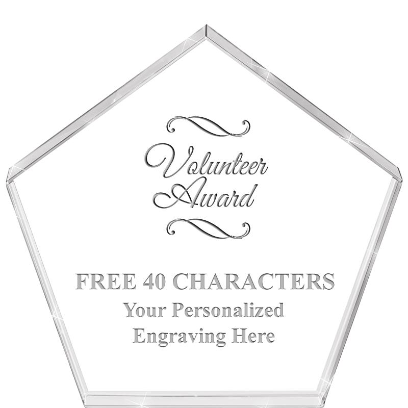 4"PENTAGON CRYSTAL PAPERWEIGHT