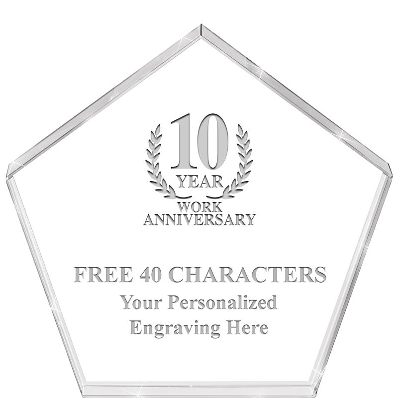 4"PENTAGON CRYSTAL PAPERWEIGHT