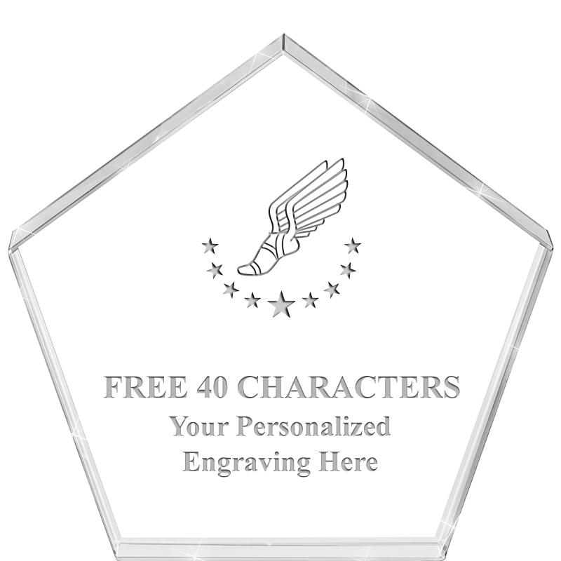 4"PENTAGON CRYSTAL PAPERWEIGHT