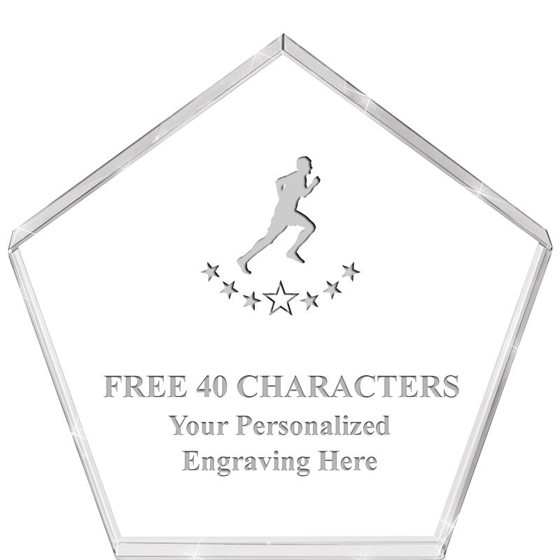 4"PENTAGON CRYSTAL PAPERWEIGHT