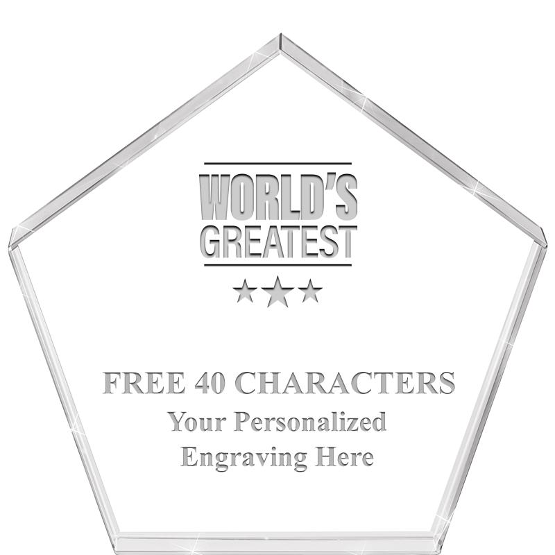 4"PENTAGON CRYSTAL PAPERWEIGHT