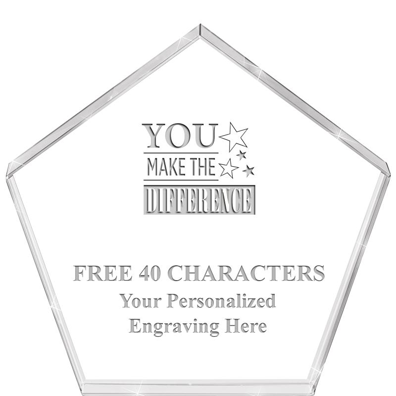 4"PENTAGON CRYSTAL PAPERWEIGHT