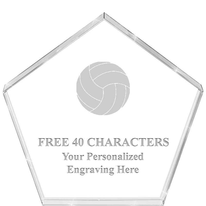 4"PENTAGON CRYSTAL PAPERWEIGHT