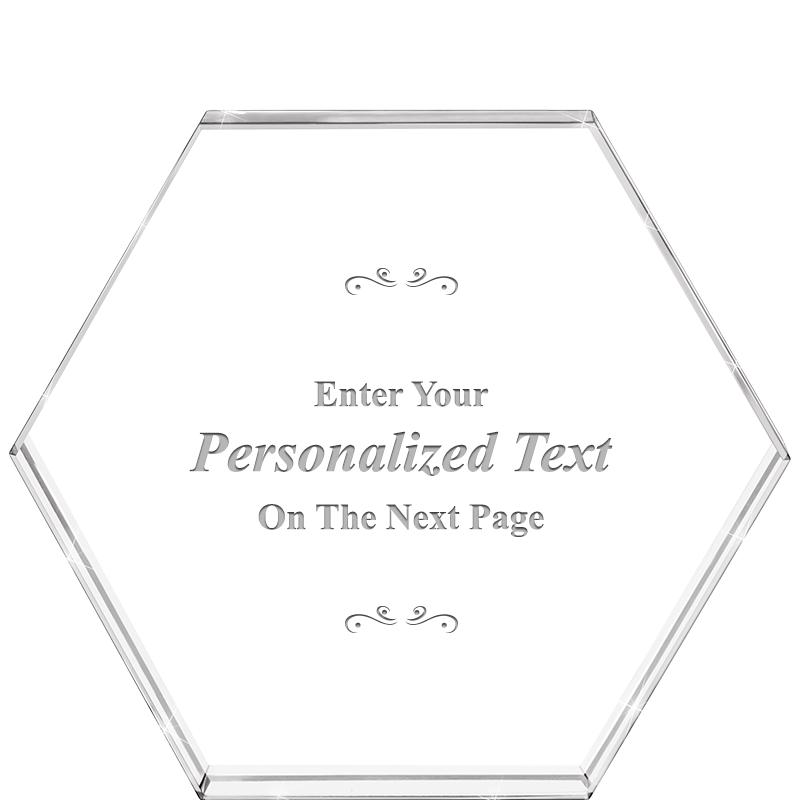 4"HEXAGON CRYSTAL PAPERWEIGHT